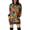 Women's  And Winter Hooded Sweatshirt Dress Halloween Print Dress