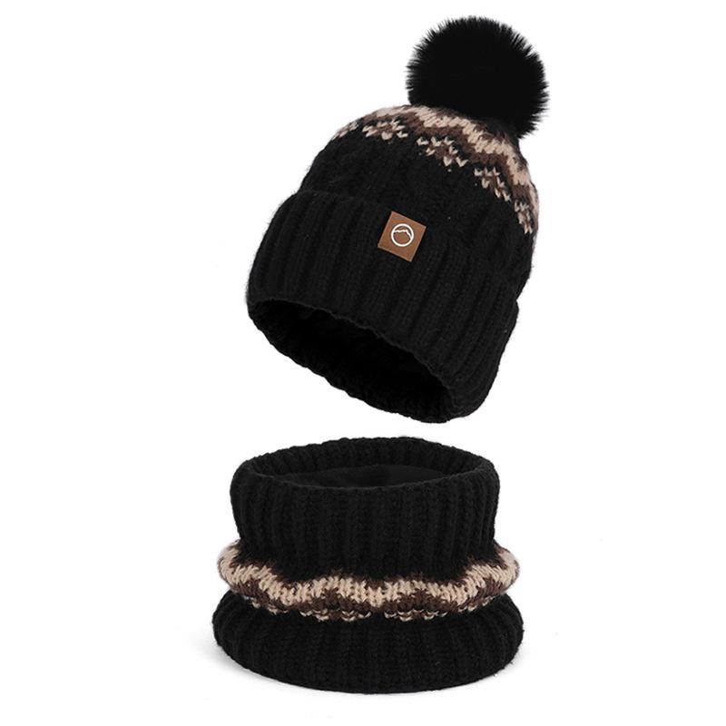 

Зимняя шапка, шарф, перчатки, набор из трех предметов, уличная ветрозащитная и теплая шапка-пуловер, флисовая защита ушей, вязаная шерстяная шапка для женщин