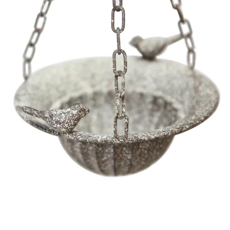 Home Furnishings Courtyard Hanging Decoration Garden Ironwork Retro Style Make Old Iron Chains Birds Flower Pot Hat Shape Vase
