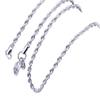 European & American Trend Cable Knit Silver Necklace & Bracelet Set - 4MM Shiny Twisted Rope Design