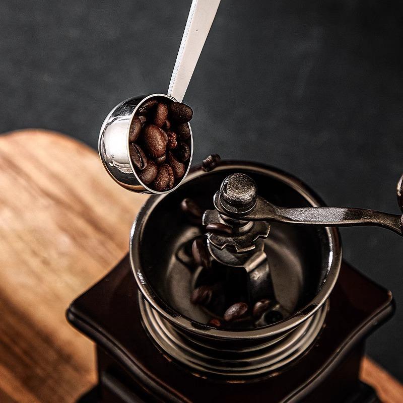 Stainless Steel Coffee Scoop Measuring Tablespoon Stand-up Coffee SpoonTamping 2 In 1 Kitchen Powder Measuring Scoop Coffee Tool