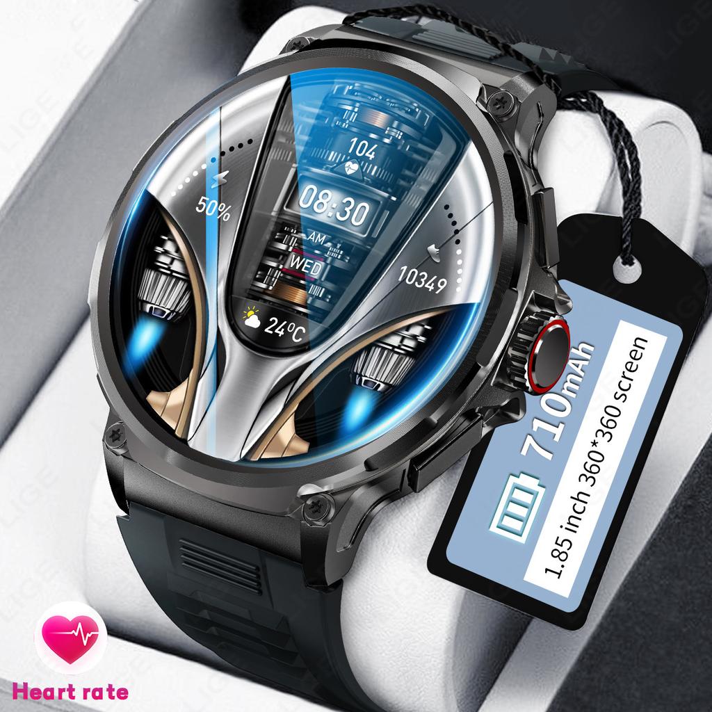 LIGE V69 Smartwatch 1,85" Stor Skærm Puls Blodilt Multi-Sport Vandtæt Udendørs Ur Sort