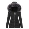 Parkas pour femmes Veste Manteau en coton Hiver Épais Col en fourrure À capuche Coupe-vent Rembourrées Vestes Vêtements d'extérieur Fermeture éclair Manteau