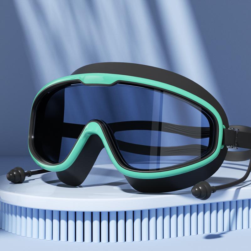 Swimming Goggles with Big Frame HD Lens and Anti-fog Waterproof Swim Goggles for Adults Shower Pool Use by Men Women