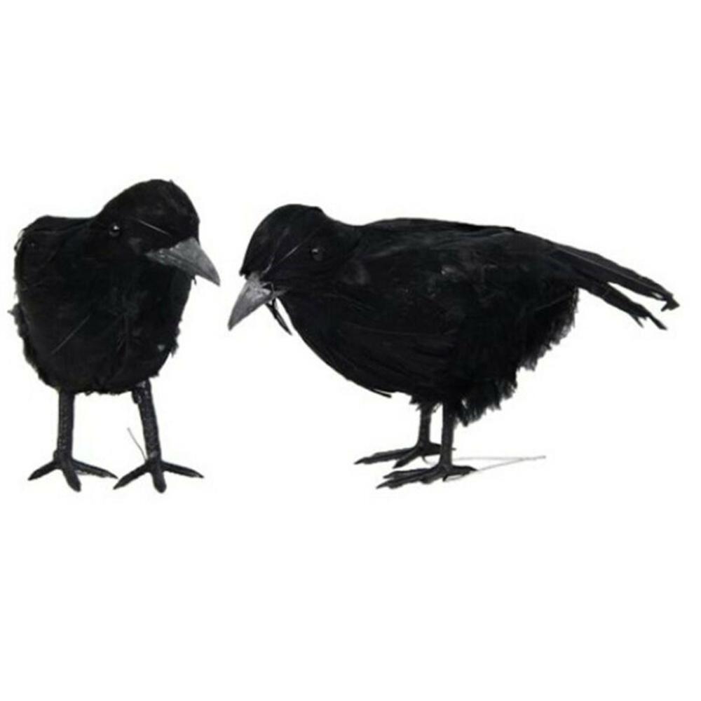 6PCS Halloween Crow Prop Large Realistic Raven Feathered Spooky Party Home Decor