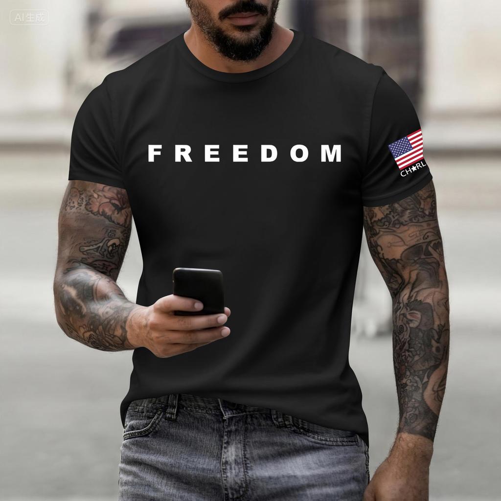 Fashionable Round Neck Short Sleeve Work Clothes Printed Tops For Mens Summer Tops