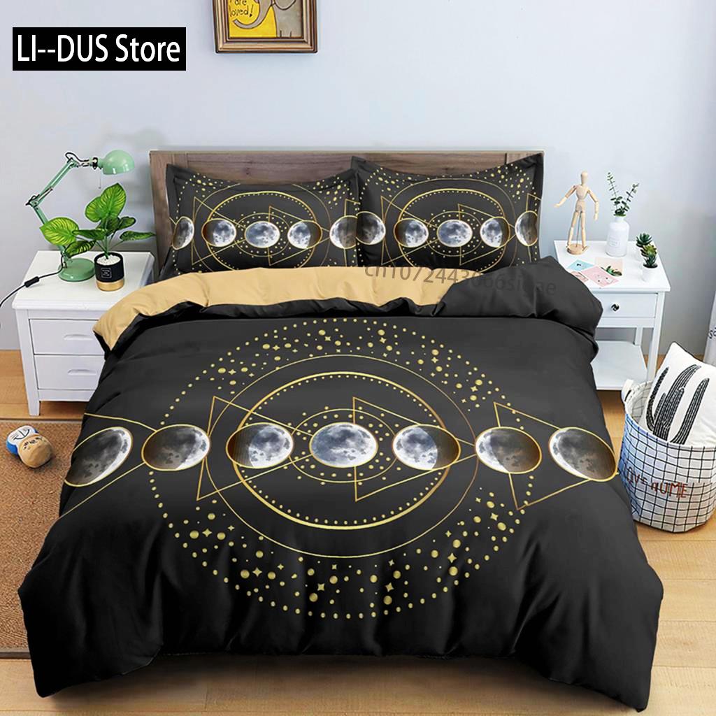 Comforter Divination Pattern Single Queen King Size Microfiber Sun And Moon Pattern Mandala Theme Bedding Set