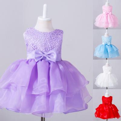 Bowknot Kids Girl Dress Princess Formal Pageant Gown Party Bridesmaid Dress