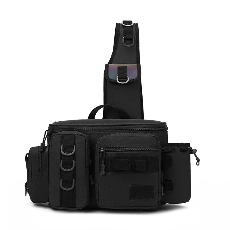 2023 Multifunctional Camouflage Fishing Bag: Single Shoulder, Crossbody, or Waist Carry with Rod Holder
