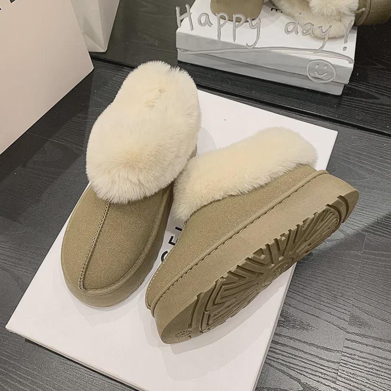 Women's 2023 Thick-Soled Warm Snow Boots with Fur - Comfortable One-Piece Casual Winter Footwear
