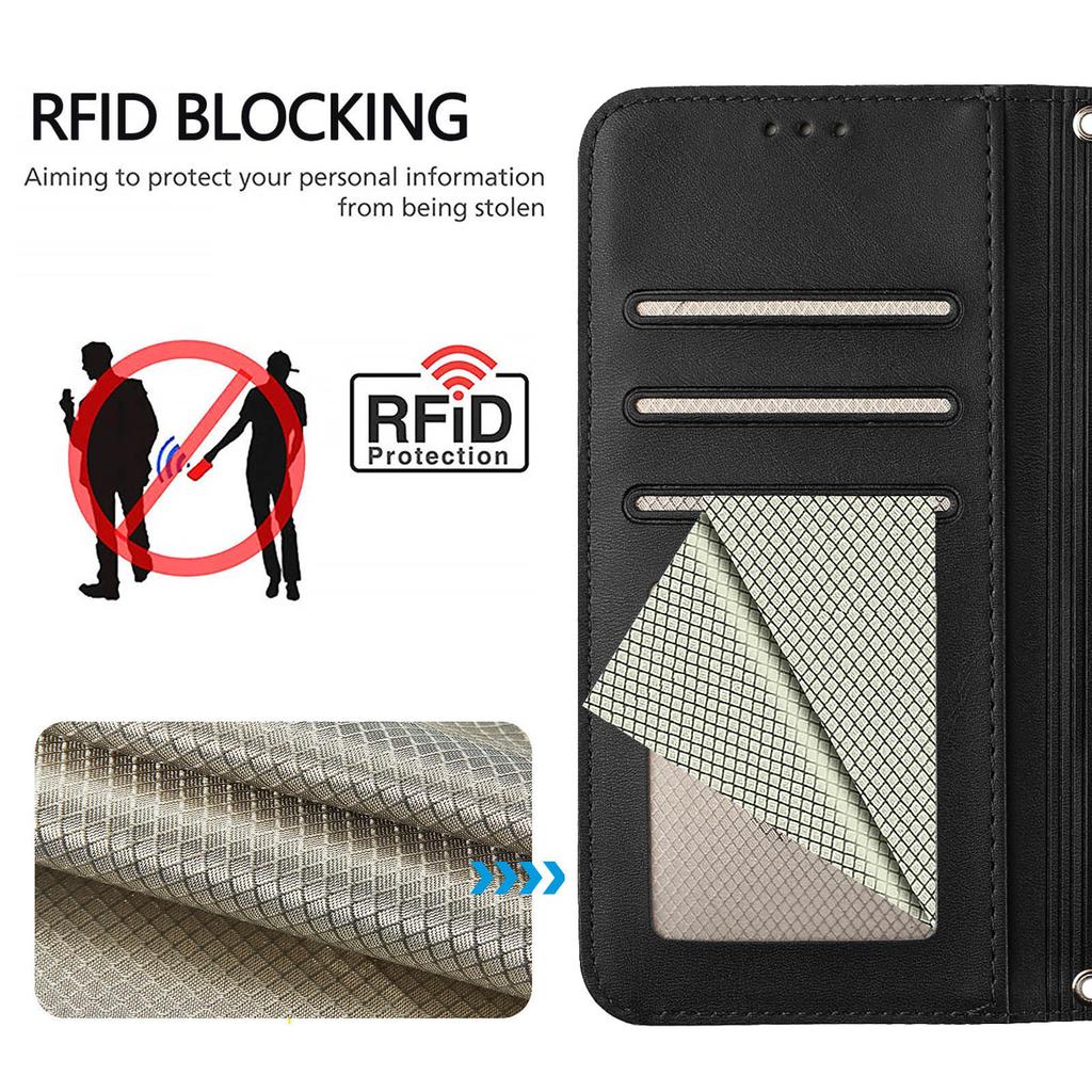 For Xiaomi 15T Pro Wallet Case RFID Blocking Calf Texture Leather Stand Phone Cover with Strap