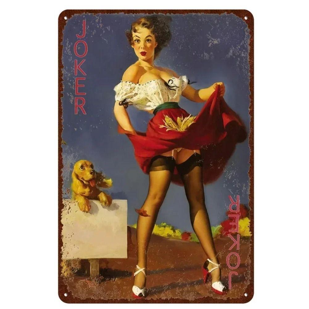 Pin-Up Girl Retro Metallwand Schild 30x20cm