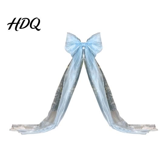 Herbruikbare Polyester Strikken Extra Grote Kerstboom Topper Strik 150 cm Reusachtig Tule met Feestelijke Cadeauverpakking Lange Slinger Organza Gaaslint