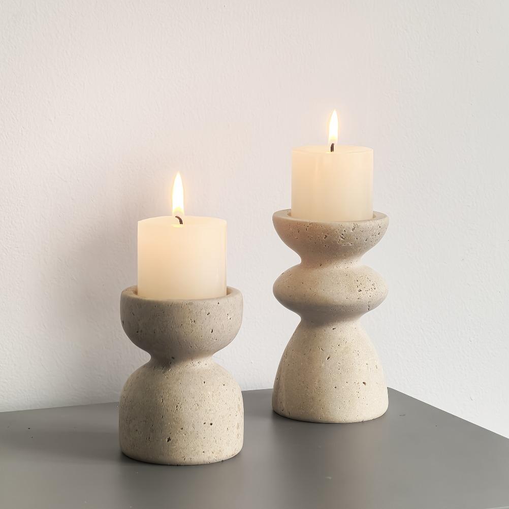 Vintage Marble Candle Holder Cave Stone Candle Holders Living Room Desktop Craft Cup Shaped Candle Holder Home Decoration