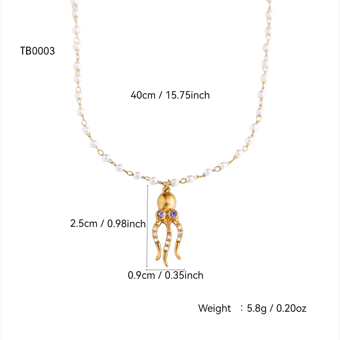 

Summer Beach Series Personalized Fashion Stainless Steel 18K Gold-Plated Diamond Zircon Octopus Pendant Zircon Set Female