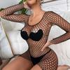 Women'S Sexy Fishnet Dress Hollowed Out Lingerie Lace Intimates Erotic  See-Through Sleepwear Transparent Bag Hip Dressses