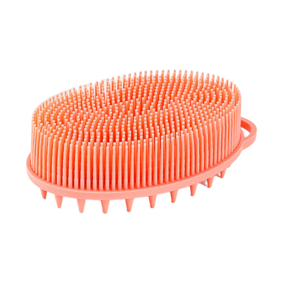 

Yousheng Bath Brush 2 в 1 Дизайн Массажная очищающая щетка для тела и головы Силиконовый отшелушивающий скраб для тела с нескользящей ручкой темно-оранжевого