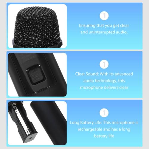 Abaodam Cordless Microphone, Handheld Microphone with Receiver, Rechargeable Microphone, Singer Microphone, 1 Set