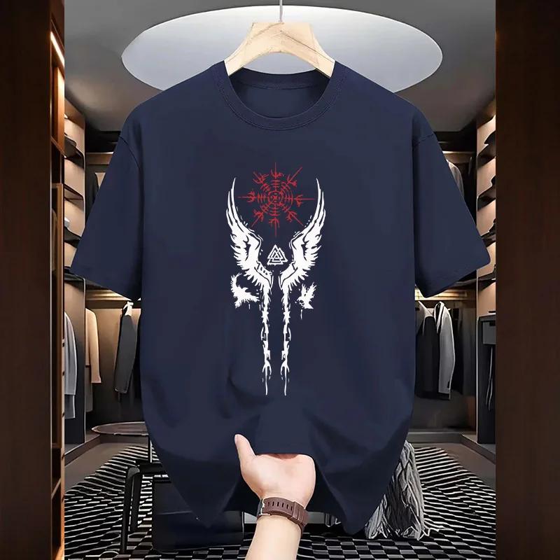 2025 Male Urban Fashion Casual Cool Tees Ancient Raven Print Tshirt for Man High Quality Pure Cotton Oneck Short Sleeve