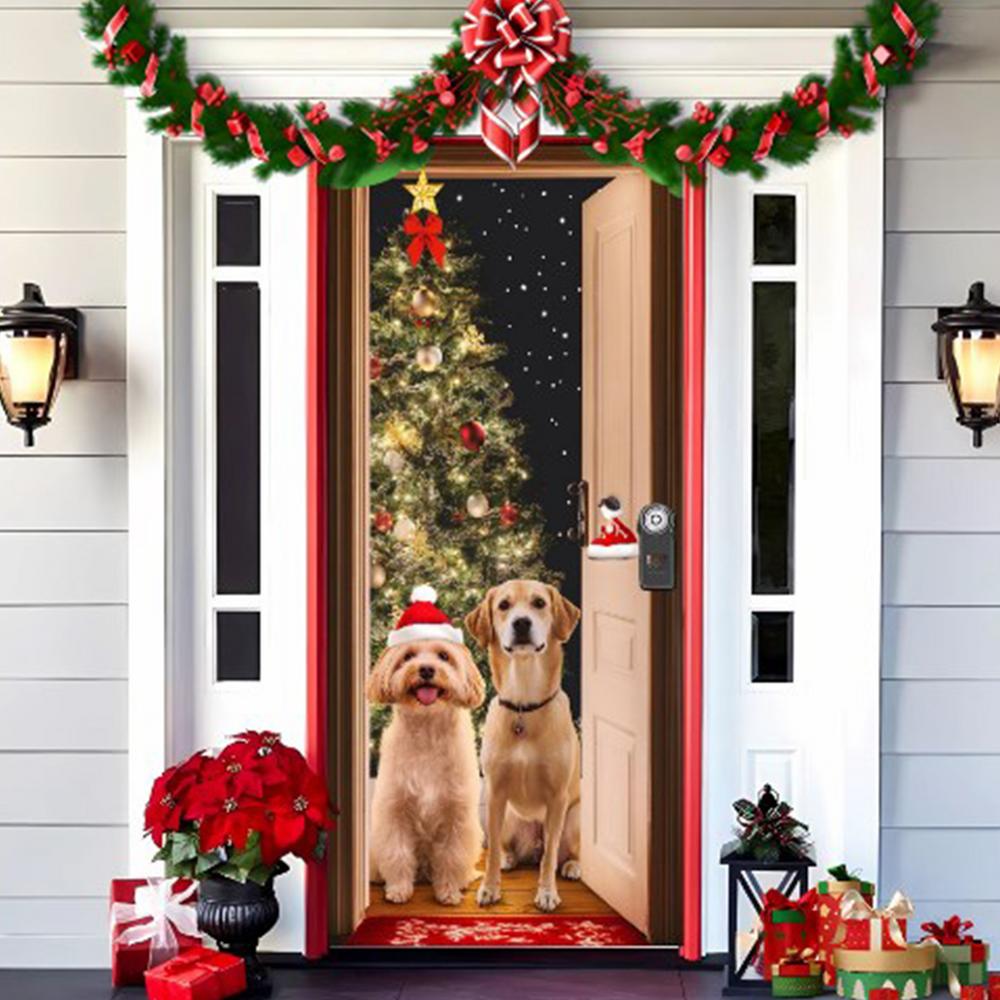 Christmas Door Cover Santa Claus Christmas Party Home Indoor And Outdoor Door Frame Porch Decoration