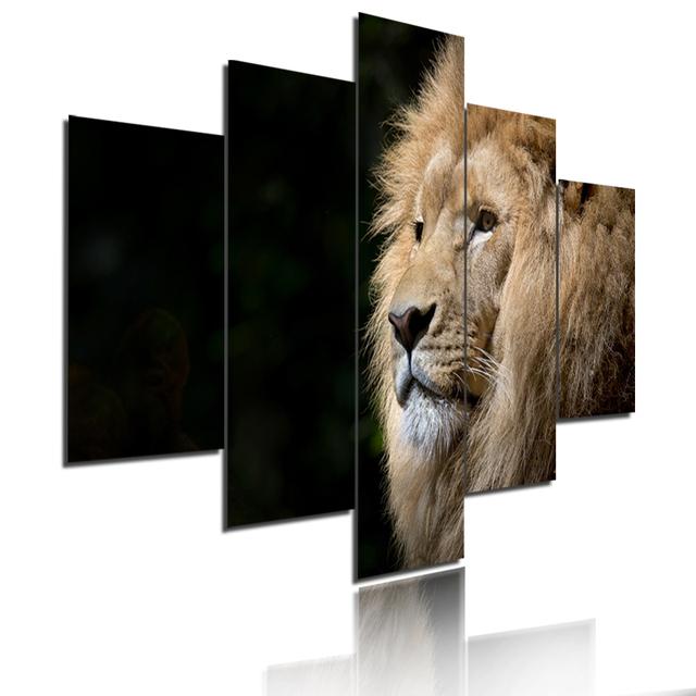 Minimalist Animals Poster Lion Leopard Orangutan And Elephant Canvas Painting 5 Pieces Modular Picture Print Wall Art Home Decor