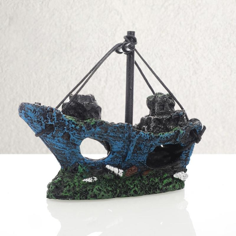 Handcrafted Fish Tanks Ornament Miniature Wrecked Ship Artificial Boats Aquariums Decoration for Underwater Sceneries