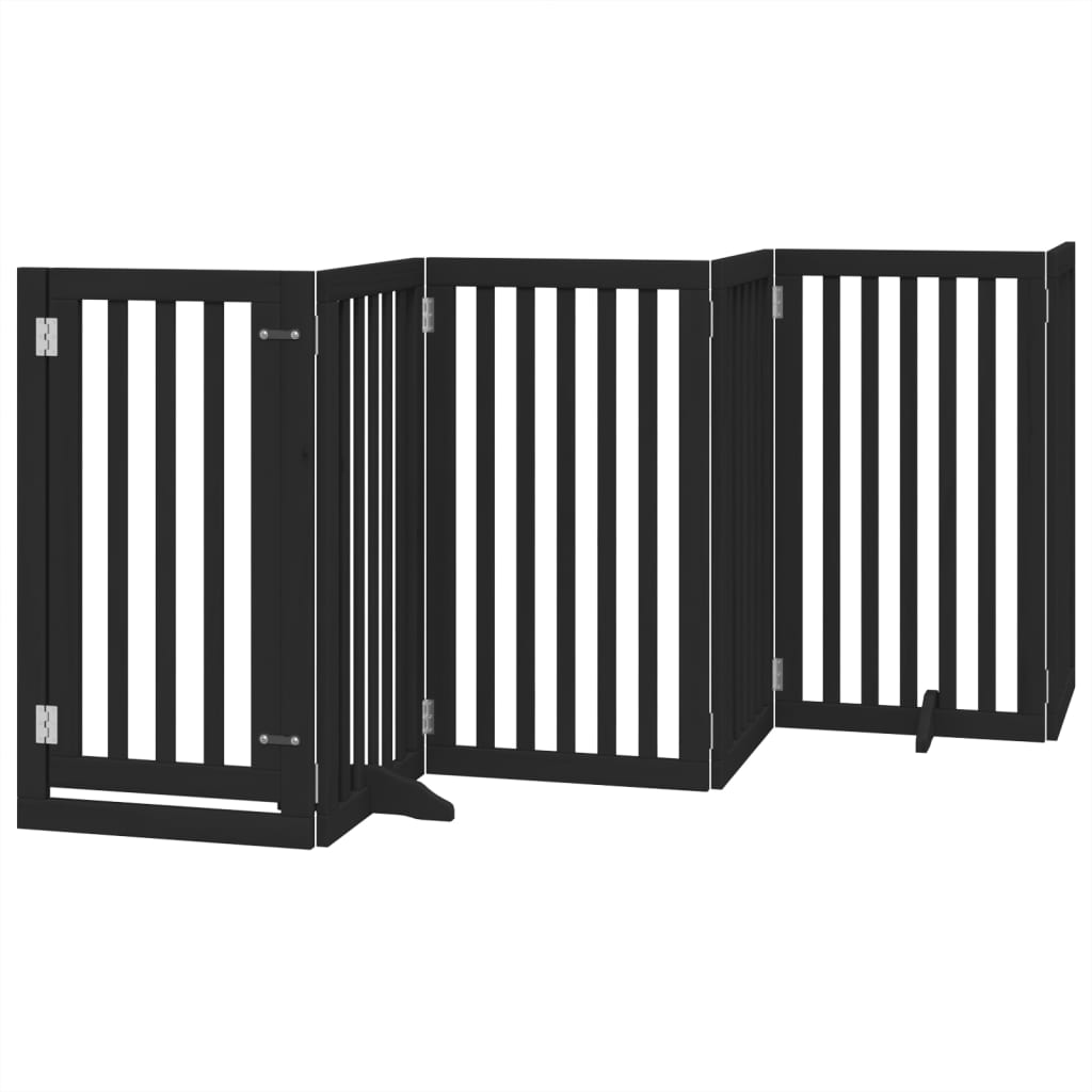 Vidaxl Foldable Dog Gate, With Door, 6 Panels, Black, 300 Cm