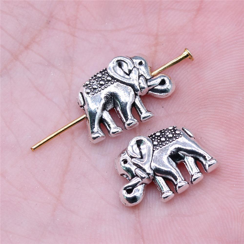 10pcs Elephant Charms For Jewelry Making Tibetan Bronze Silver Color Pendants Antique Jewelry Making DIY Handmade Craft