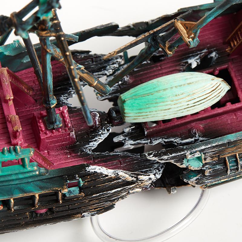 Aquarium Fish Tank Landscape Pirate Ship Wreck Ship Decor Resin Boat Ornament