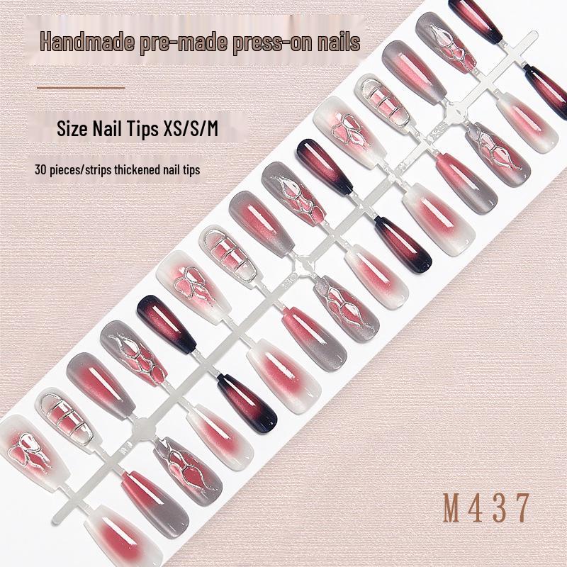 

Sweet & Cool Y2K Butterfly Press-On Nails: Black & Pink Blush with Silver-Plated Tips