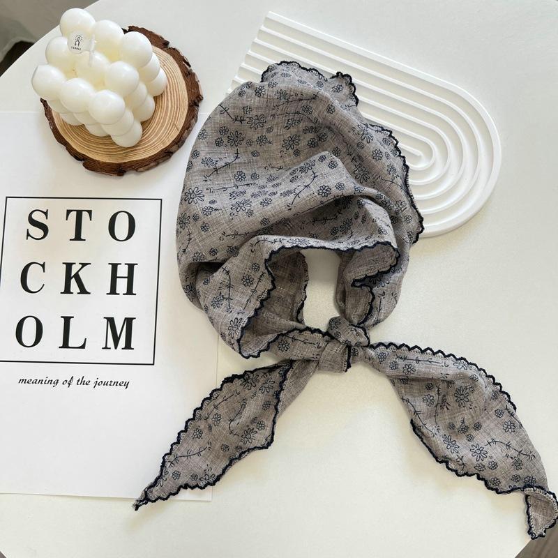 2025 Flower Neck Scarf Shawl Summer Triangle Hair Head Wrap Headband Handkerchief Hair Ties Bandanas Hair Ribbon For Women