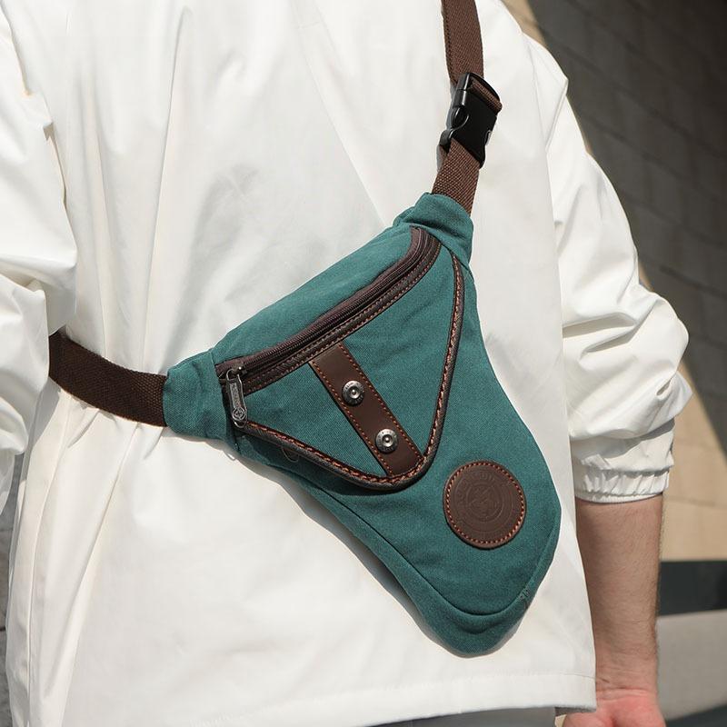 Płócienna męska saszetka biodrowa producenta odporna na zużycie torba na nogę torba na ramię listonoszka męska w stylu retro europejskim i amerykańskim wszechstronna retro moda