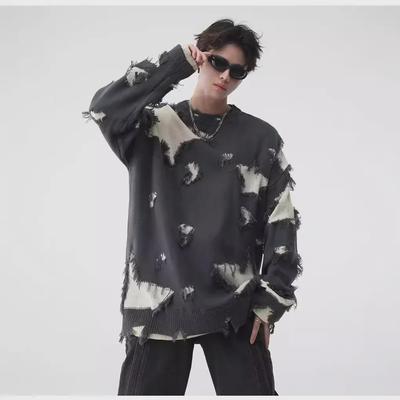 Unisex Hip-Hop Raw Edge Splicing Sweater - Autumn Casual High Street Style