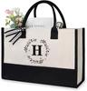 Custom Lace Initial Canvas Tote Bag