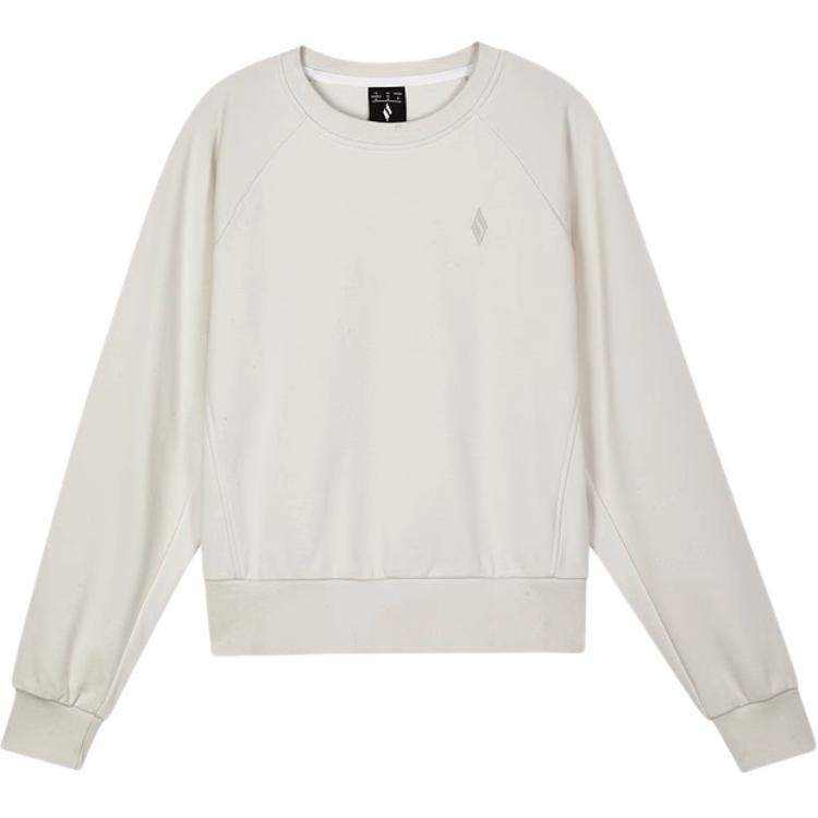Skechers Soft Comfortable Skin-Friendly Round Neck Pullover Sweatshirt Women tops White-Sand L324W078-00F1 M