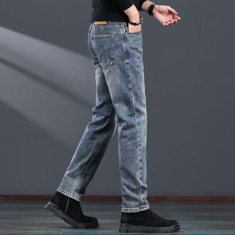 Jie Lei Nuo Herren Winter Straight-Leg Stretch Jeans
