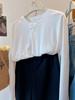 Cross-Season Pure Cotton Korean Double Gauze Long Sleeve T-Shirt for Women - Early Autumn Button Design