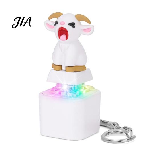 Finger Clicker with LED Light 1/2Pcs Animal Keyboard Fidget Keychain, Rechargeable Goat Cat Button Toy Sound, Push Decompression