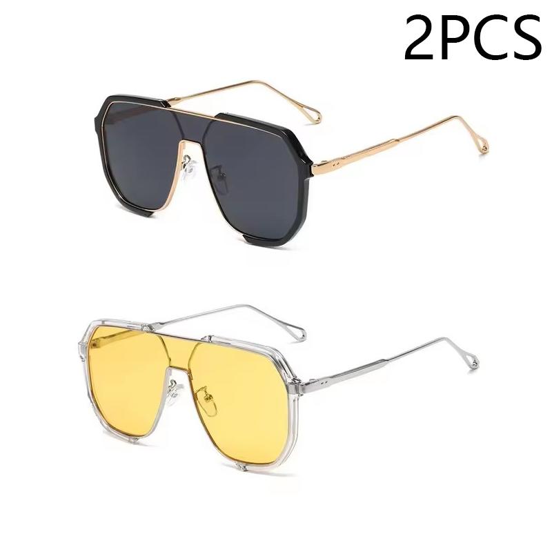 Europa I Stany Zjednoczone Moda Podwójny Mostek Duże Oprawki Wielokątne Okulary Przeciwsłoneczne Moda Wklęsły Kształt Okulary Przeciwsłoneczne Fala