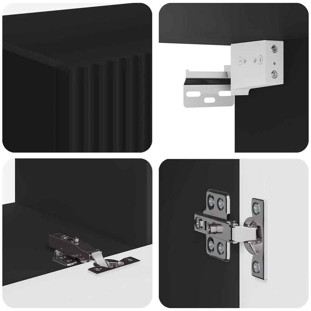 Wall Mounted TV Cabinet Set 2 pcs Black Particleboard