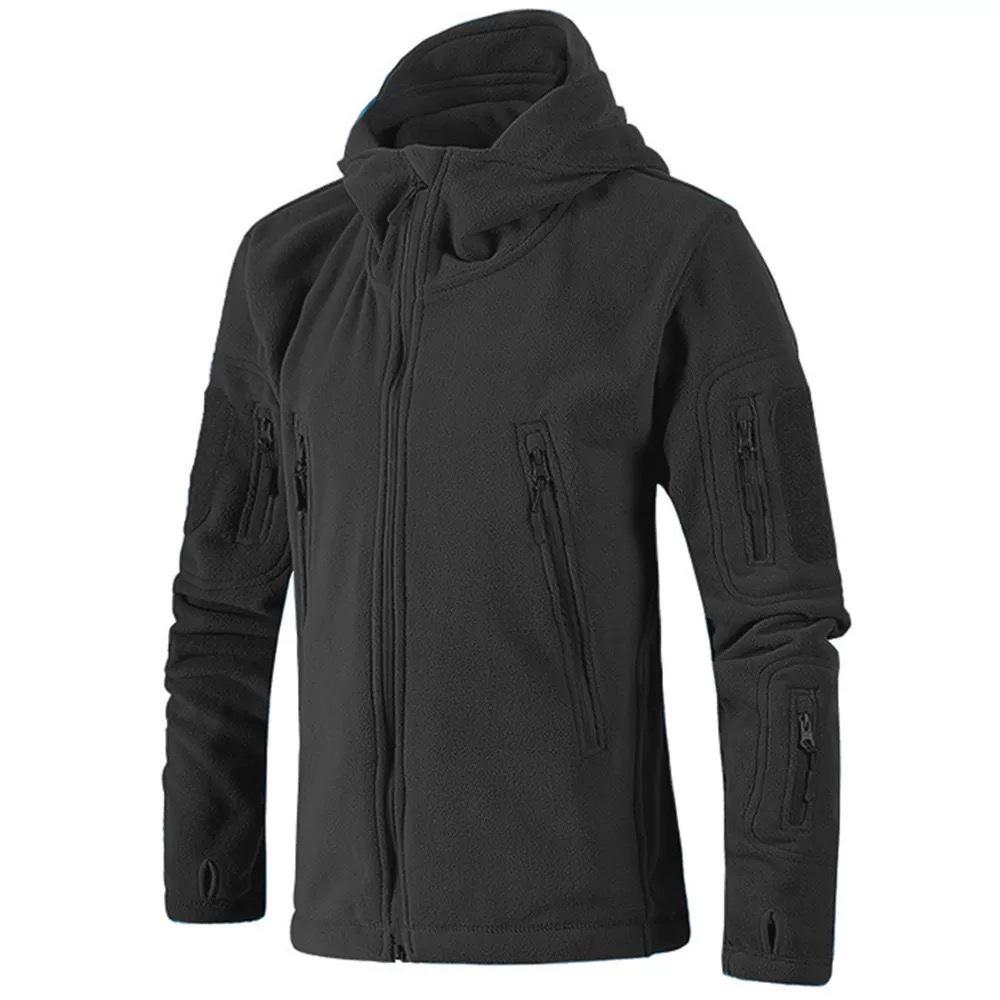 WTEMPO Fleece Camouflage Tactical Men's Large Size Solid Color Coats Polar Warm Multicam Army Men Hoodied Coats Outwear