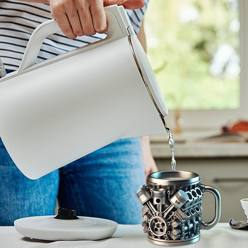 Stainless Steel Mug Cup Engine Design Water Mug Tea Cup Insulated Beverage Drinkware with Double Wall for Coffee Tea Juice Milk