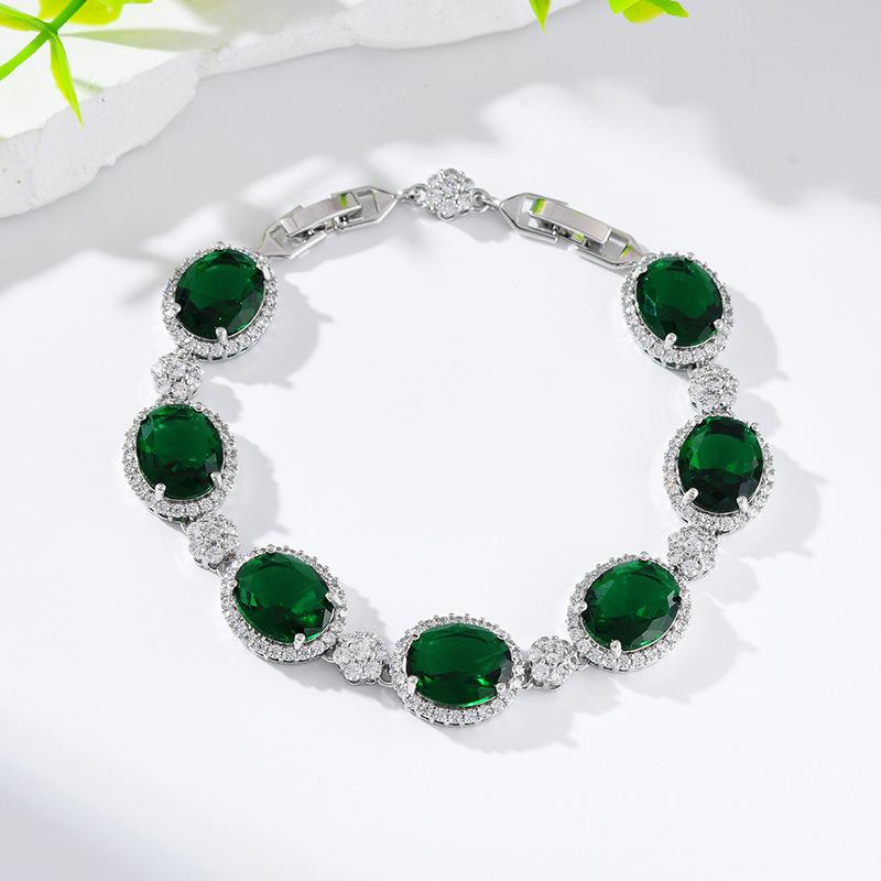 

Цирконовый браслет, Браслет высокого класса, Дизайн легкой роскоши, Ювелирные изделия, Красочное сокровище, Фиолетовые аксессуары. Length 17.5 + 3 зелёный