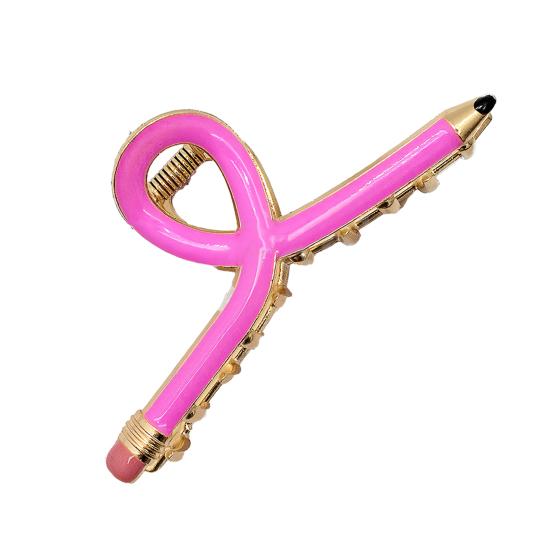 

Заколка для волос в виде карандаша с нескользящей ручкой и заколкой для волос с легкой конструкцией, держатель для волос, аксессуар для школы розовый