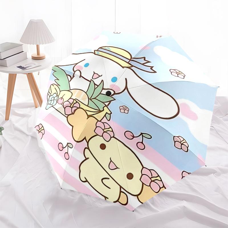 1pc Cinnamoroll Fruit Basket with Automatic Opening/Closing Umbrella - Portable Folding Design, 8-Bone Iron Frame Outdoor Umbrella, Festival Gift for