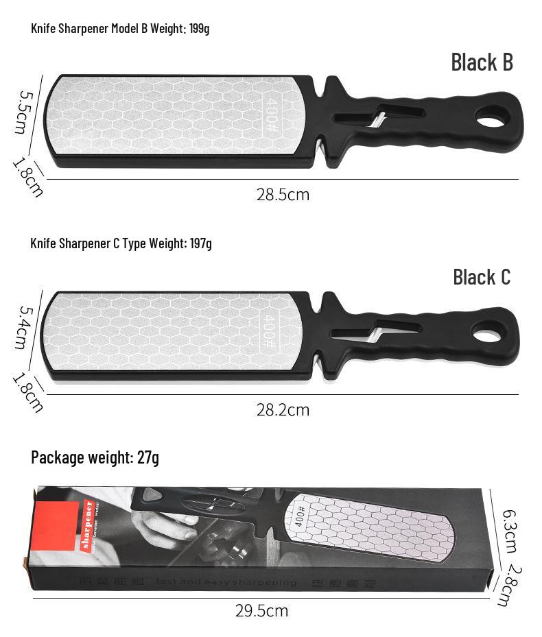 Multi-Functional 400 Grit Double-Sided Kitchen Knife Sharpener with Diamond Sand
