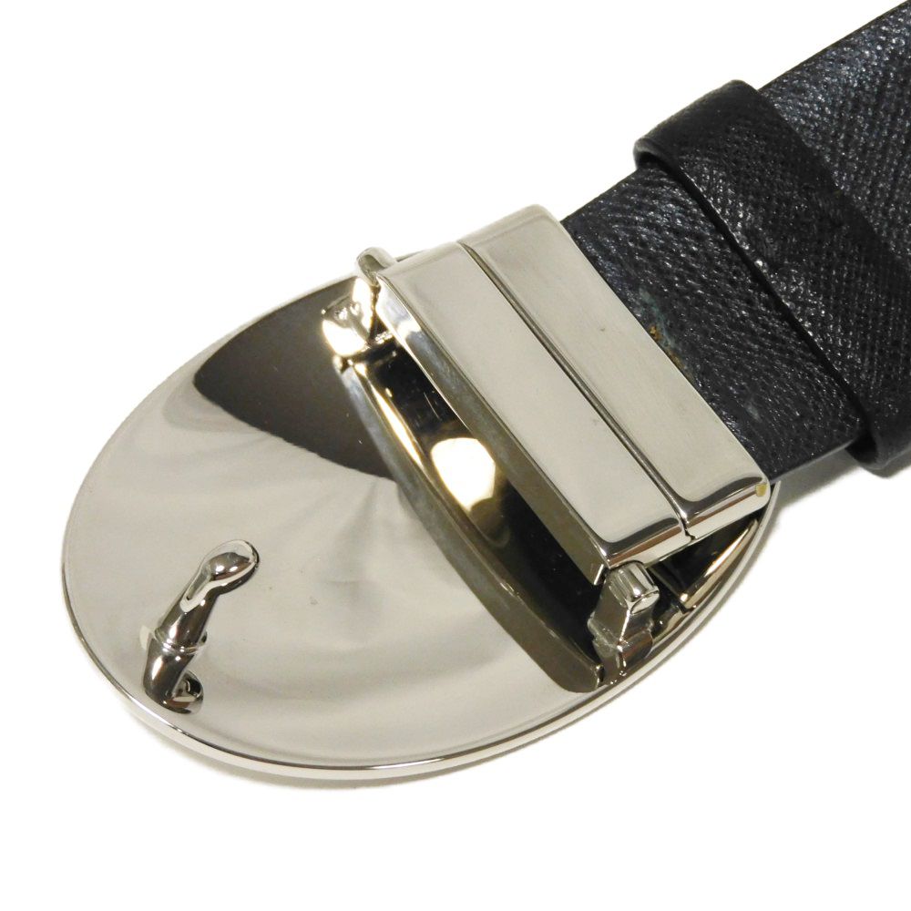 Used 11569 Sapphire Reversible 1.4" 2C5949 7966 Rotating Calfskin Black Navy Logo Buckle Nero Men's from Japan AUTHENTIC
