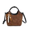 Rhombus hand bag women's 2025 new autumn and winter popular high-end suede shoulder bag crossbody bucket bag