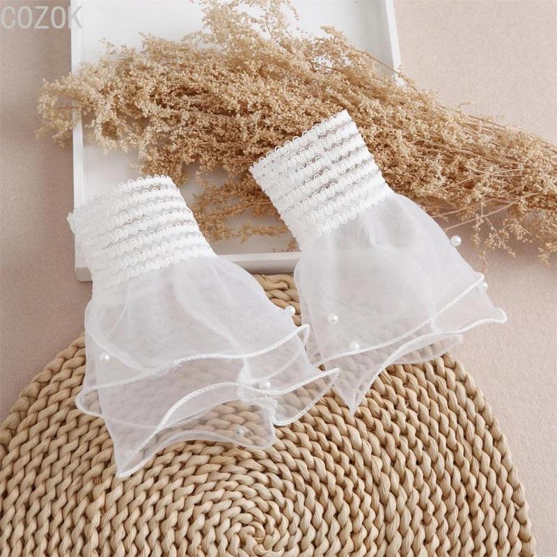 DIY Abnehmbare Manschetten Manschettenverlängerung Stickerei Spitze Gänseblümchen Falsche Ärmel Elastisch Wildes Handgelenk Plissiertes Organ Lolita Falsche Ärmel
