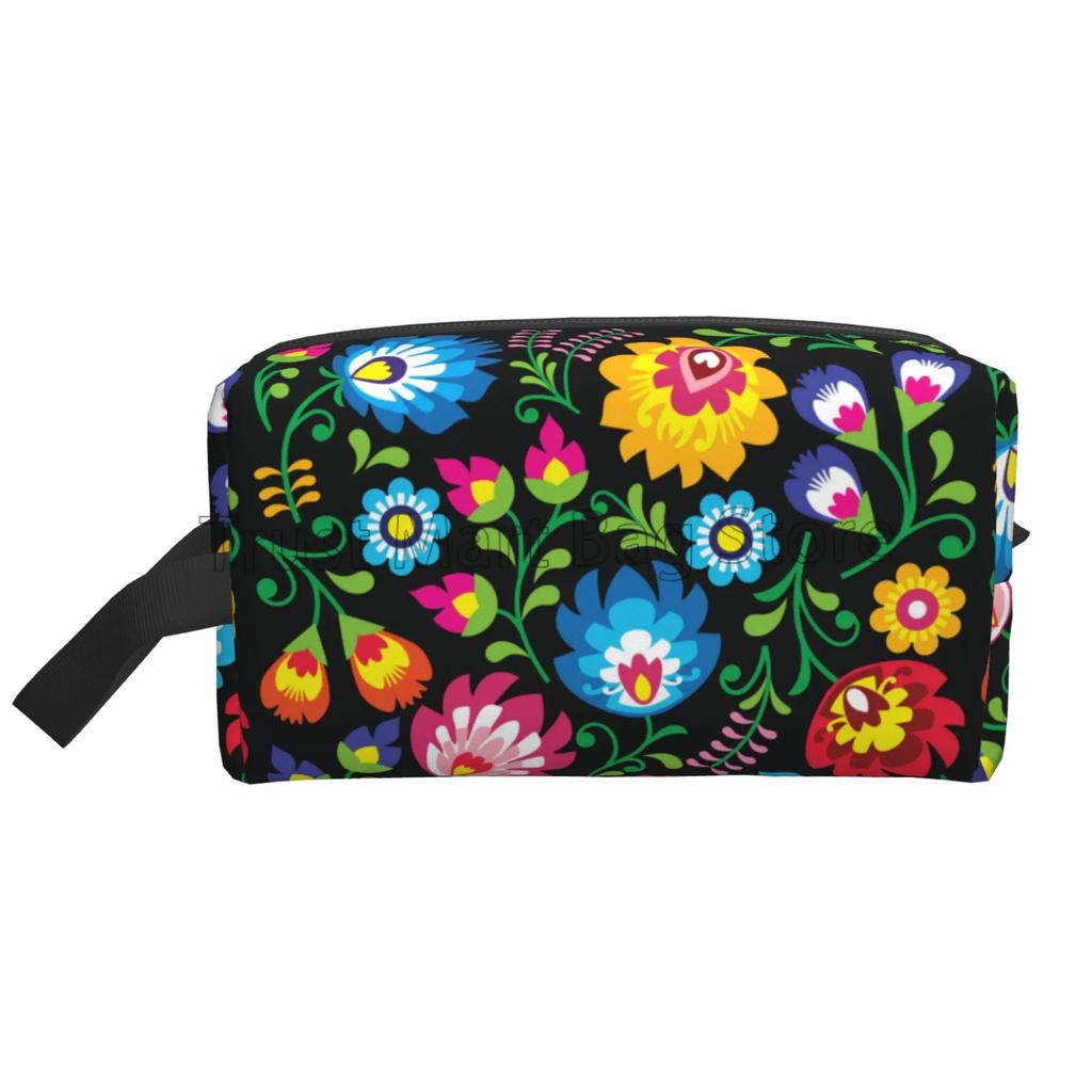 Polska Polskie Kwiaty Kwiatowy Folk Art Torby Podróżne do Przechowywania Vintage Kosmetyczka Duża Torba Kosmetyczna Kobiety Przenośna Kosmetyczka